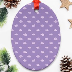 Pink Clouds On Purple Background Oval Ornament (two Sides) by SychEva