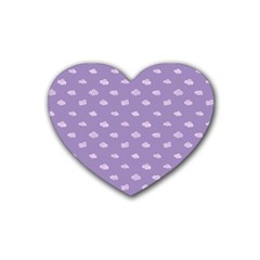 Pink Clouds On Purple Background Rubber Coaster (heart) by SychEva