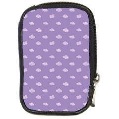 Pink Clouds On Purple Background Compact Camera Leather Case by SychEva