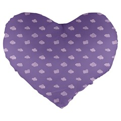 Pink Clouds On Purple Background Large 19  Premium Flano Heart Shape Cushions by SychEva