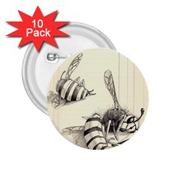 Bees 2 25  Buttons (10 Pack) 