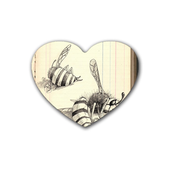 bees Rubber Coaster (Heart)