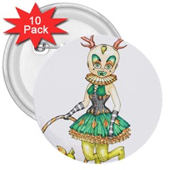 Gold Clown 3  Buttons (10 Pack)  by Limerence