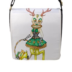 Gold Clown Flap Closure Messenger Bag (l) by Limerence