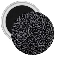 Black And White Modern Intricate Ornate Pattern 3  Magnets by dflcprintsclothing