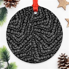 Black And White Modern Intricate Ornate Pattern Ornament (round) by dflcprintsclothing