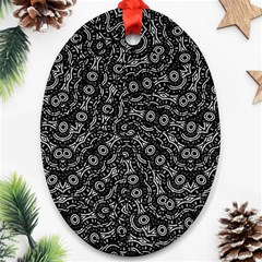 Black And White Modern Intricate Ornate Pattern Ornament (oval) by dflcprintsclothing