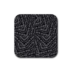 Black And White Modern Intricate Ornate Pattern Rubber Coaster (square) by dflcprintsclothing