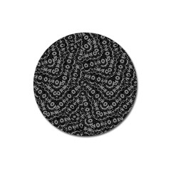 Black And White Modern Intricate Ornate Pattern Magnet 3  (round) by dflcprintsclothing