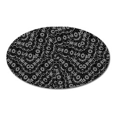 Black And White Modern Intricate Ornate Pattern Oval Magnet by dflcprintsclothing