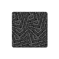 Black And White Modern Intricate Ornate Pattern Square Magnet by dflcprintsclothing