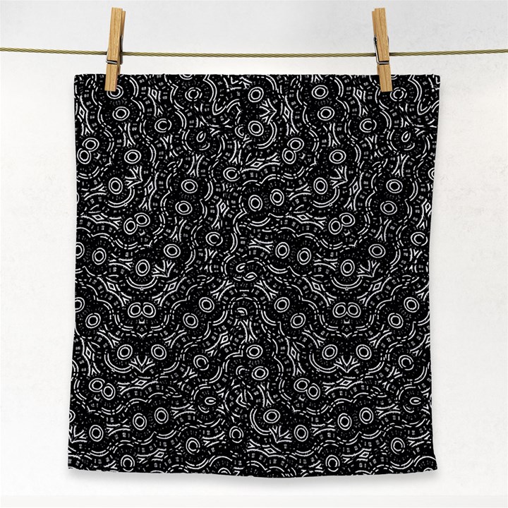 Black And White Modern Intricate Ornate Pattern Face Towel