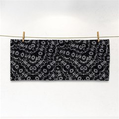 Black And White Modern Intricate Ornate Pattern Hand Towel