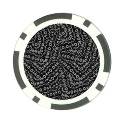 Black And White Modern Intricate Ornate Pattern Poker Chip Card Guard (10 Pack)