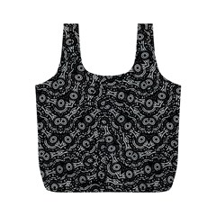 Black And White Modern Intricate Ornate Pattern Full Print Recycle Bag (m)