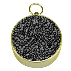 Black And White Modern Intricate Ornate Pattern Gold Compasses by dflcprintsclothing