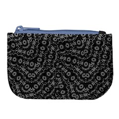 Black And White Modern Intricate Ornate Pattern Large Coin Purse by dflcprintsclothing