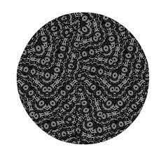 Black And White Modern Intricate Ornate Pattern Mini Round Pill Box by dflcprintsclothing