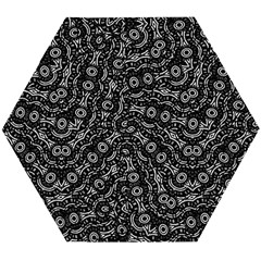 Black And White Modern Intricate Ornate Pattern Wooden Puzzle Hexagon by dflcprintsclothing