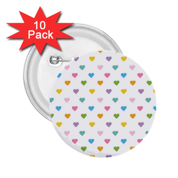 Small Multicolored Hearts 2.25  Buttons (10 pack) 