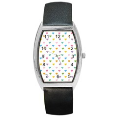 Small Multicolored Hearts Barrel Style Metal Watch by SychEva