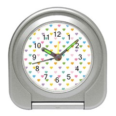 Small Multicolored Hearts Travel Alarm Clock by SychEva