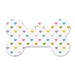 Small Multicolored Hearts Dog Tag Bone (two Sides) by SychEva