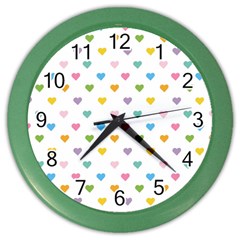 Small Multicolored Hearts Color Wall Clock by SychEva