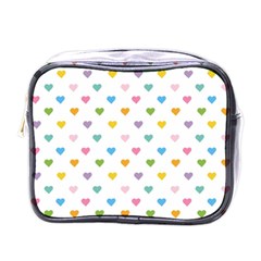 Small Multicolored Hearts Mini Toiletries Bag (one Side) by SychEva