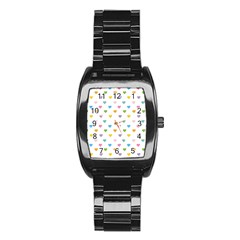 Small Multicolored Hearts Stainless Steel Barrel Watch by SychEva