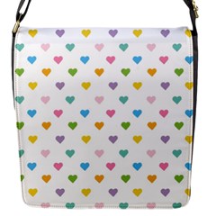 Small Multicolored Hearts Flap Closure Messenger Bag (s) by SychEva