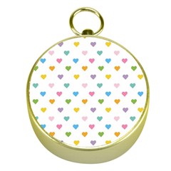 Small Multicolored Hearts Gold Compasses by SychEva