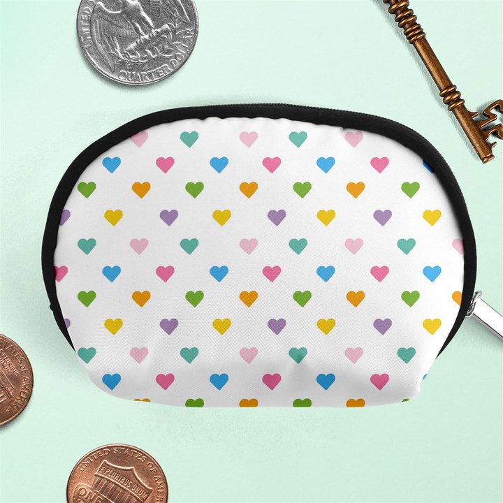 Small Multicolored Hearts Accessory Pouch (Medium)