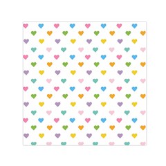 Small Multicolored Hearts Small Satin Scarf (square) by SychEva