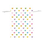 Small Multicolored Hearts Lightweight Drawstring Pouch (M) Front