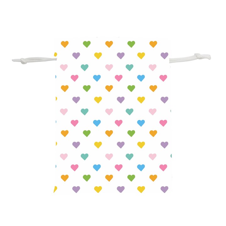 Small Multicolored Hearts Lightweight Drawstring Pouch (M)