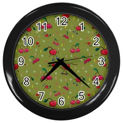 Red Cherries Athletes Wall Clock (black) by SychEva