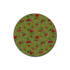 Red Cherries Athletes Rubber Round Coaster (4 Pack) by SychEva