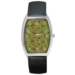 Red Cherries Athletes Barrel Style Metal Watch by SychEva