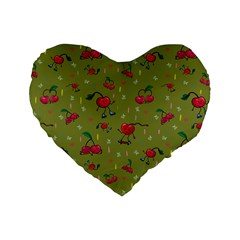 Red Cherries Athletes Standard 16  Premium Heart Shape Cushions by SychEva