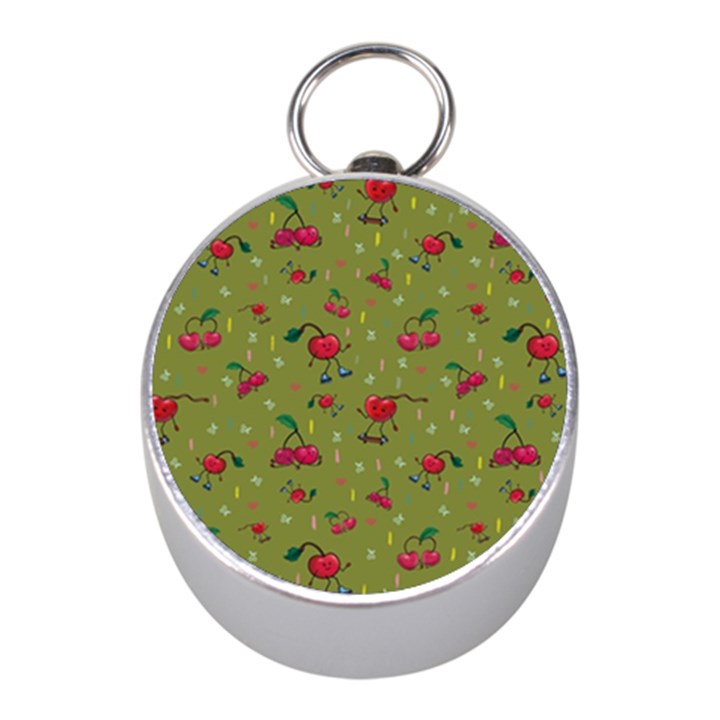 Red Cherries Athletes Mini Silver Compasses