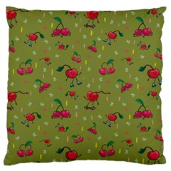 Red Cherries Athletes Large Flano Cushion Case (one Side) by SychEva