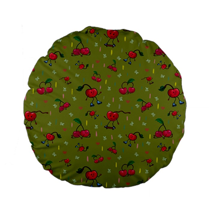 Red Cherries Athletes Standard 15  Premium Flano Round Cushions