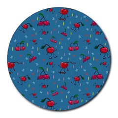 Red Cherries Athletes Round Mousepads by SychEva