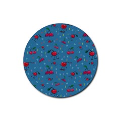 Red Cherries Athletes Rubber Coaster (round) by SychEva