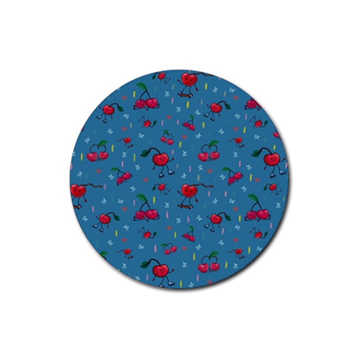 Red Cherries Athletes Rubber Coaster (Round)