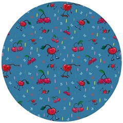 Red Cherries Athletes Wooden Puzzle Round by SychEva