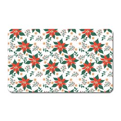 Large Christmas Poinsettias On White Magnet (rectangular) by PodArtist