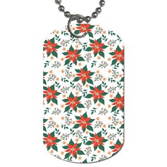 Large Christmas Poinsettias On White Dog Tag (two Sides) by PodArtist