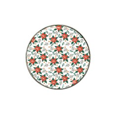 Large Christmas Poinsettias On White Hat Clip Ball Marker by PodArtist